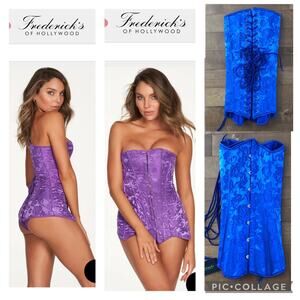 NWT Fredericks Of Hollywood Dream Hourglass Corset in blue floral size 34